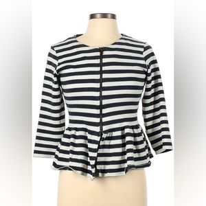 Zara Trafaluc striped peplum zipper up top size Small